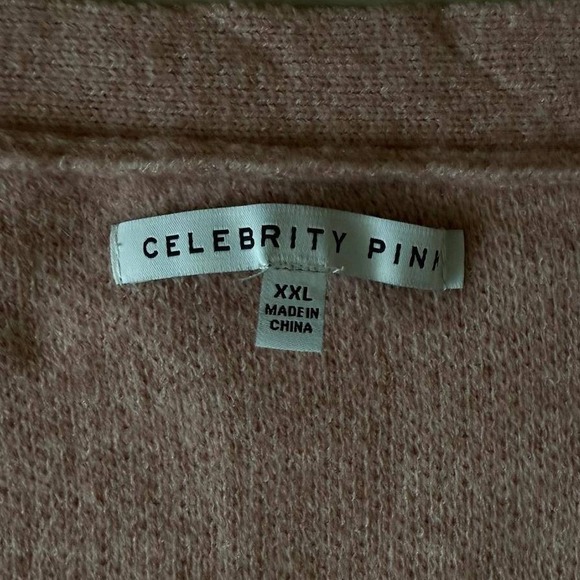 Pink Dusty Rose V Neck Button Front Cardigan Sweater Women XXL Celebrity - Picture 2 of 13